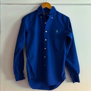 Ralph Lauren Men's Blue Button Down 100% Cotton Polo Shirt XS